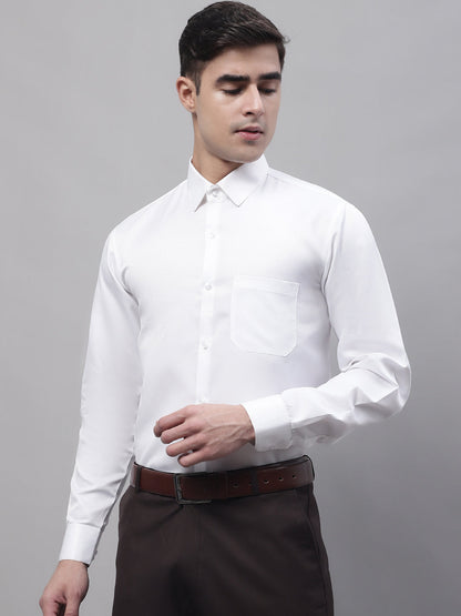 Jainish Men's White Dobby Textured Formal Shirt - Distacart