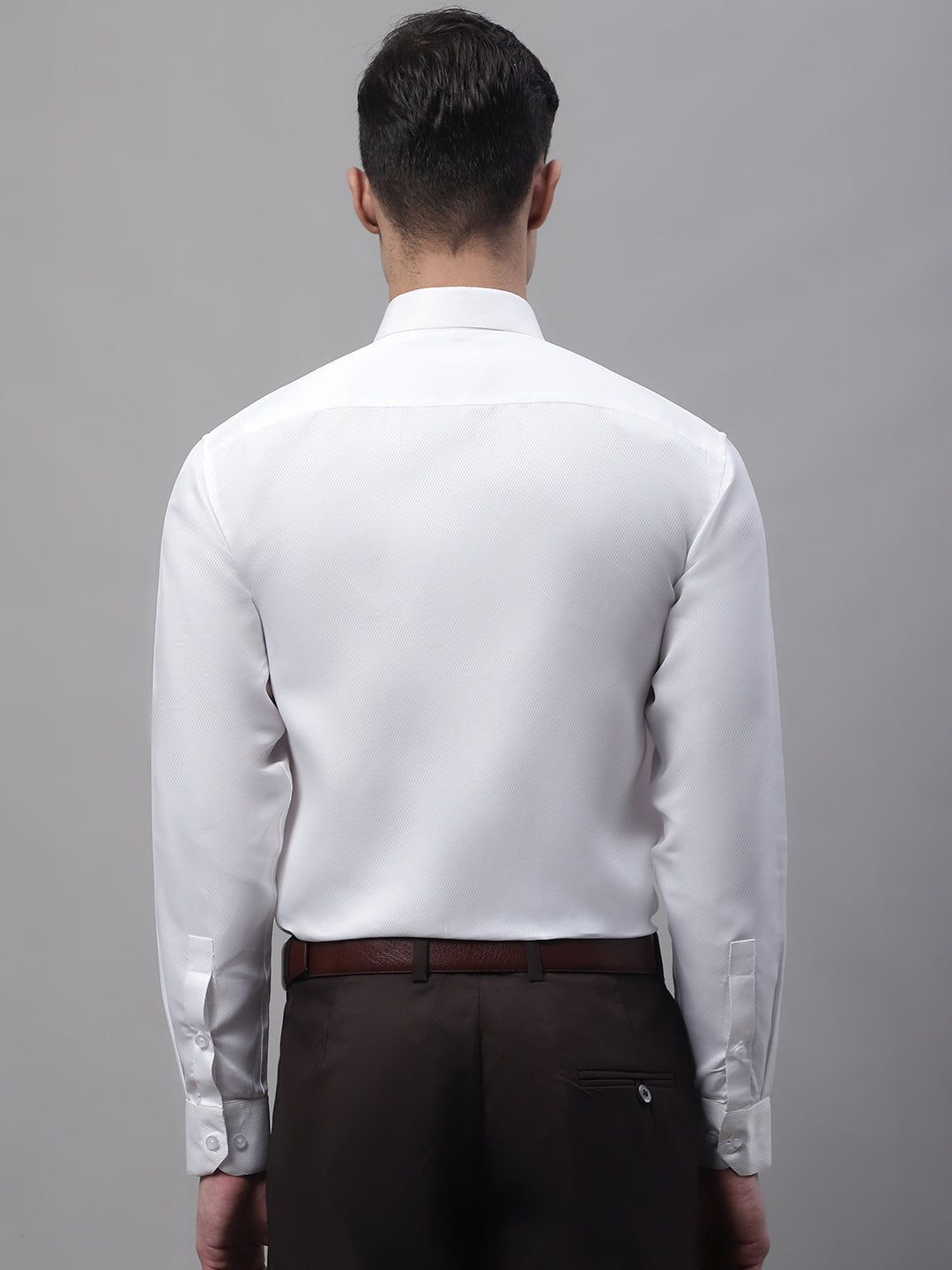 Jainish Men's White Dobby Textured Formal Shirt - Distacart