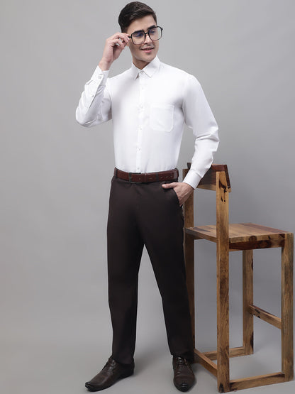Jainish Men's White Dobby Textured Formal Shirt - Distacart