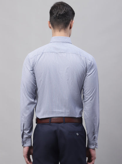 Jainish Men's Grey Vertical Striped Formal Shirt - Distacart