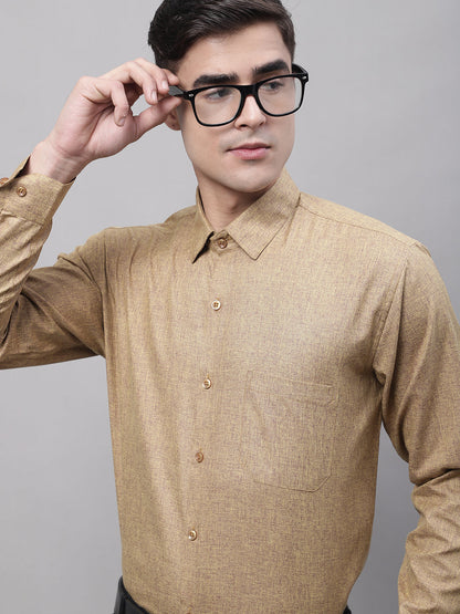 Jainish Men's Brown Cotton Solid Formal Shirt - Distacart