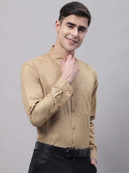 Jainish Men's Brown Cotton Solid Formal Shirt - Distacart