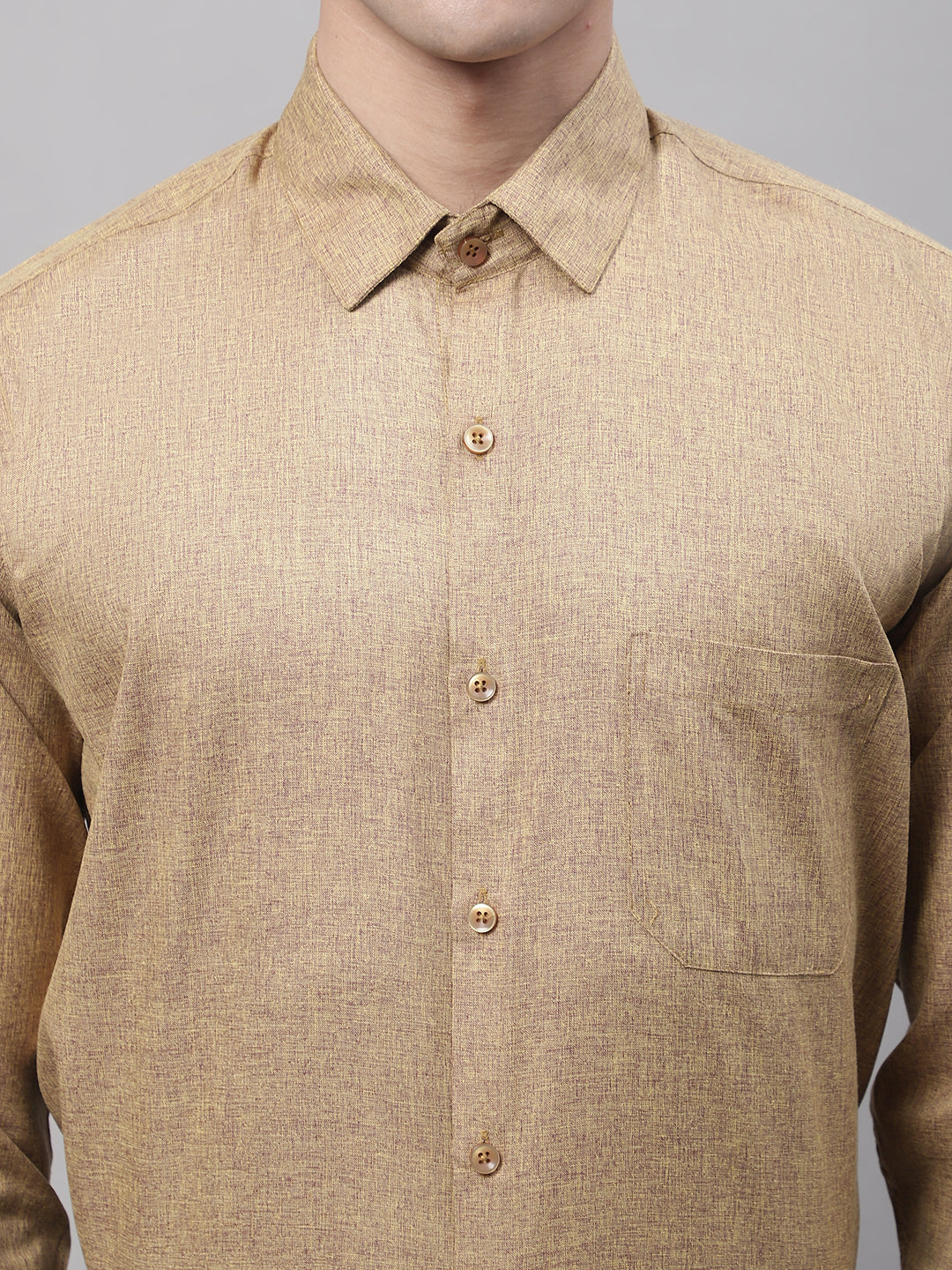 Jainish Men's Brown Cotton Solid Formal Shirt - Distacart