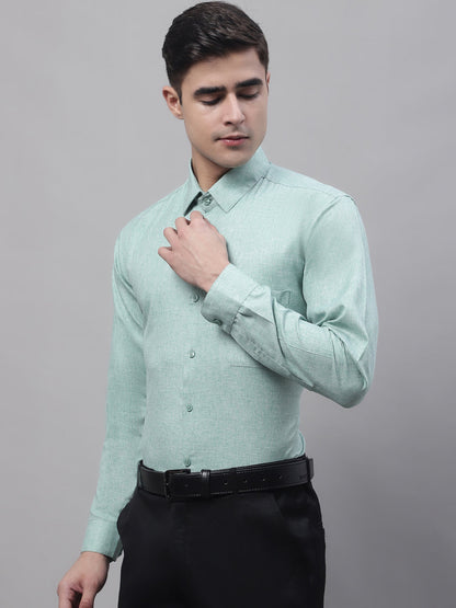 Jainish Men's Green Cotton Solid Formal Shirt - Distacart