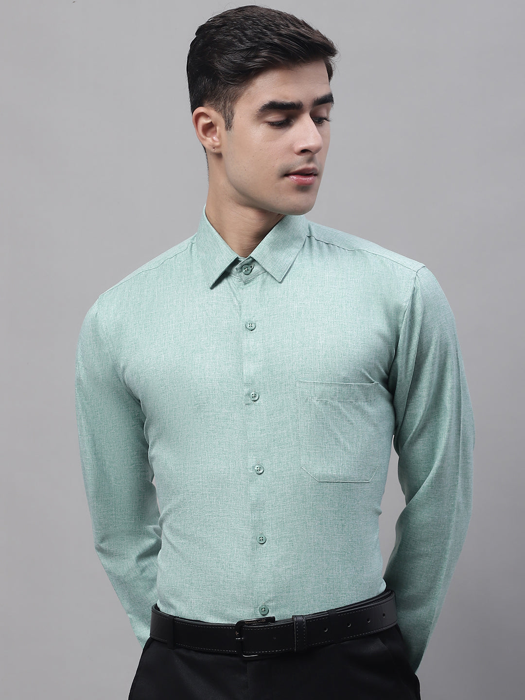 Jainish Men's Green Cotton Solid Formal Shirt - Distacart