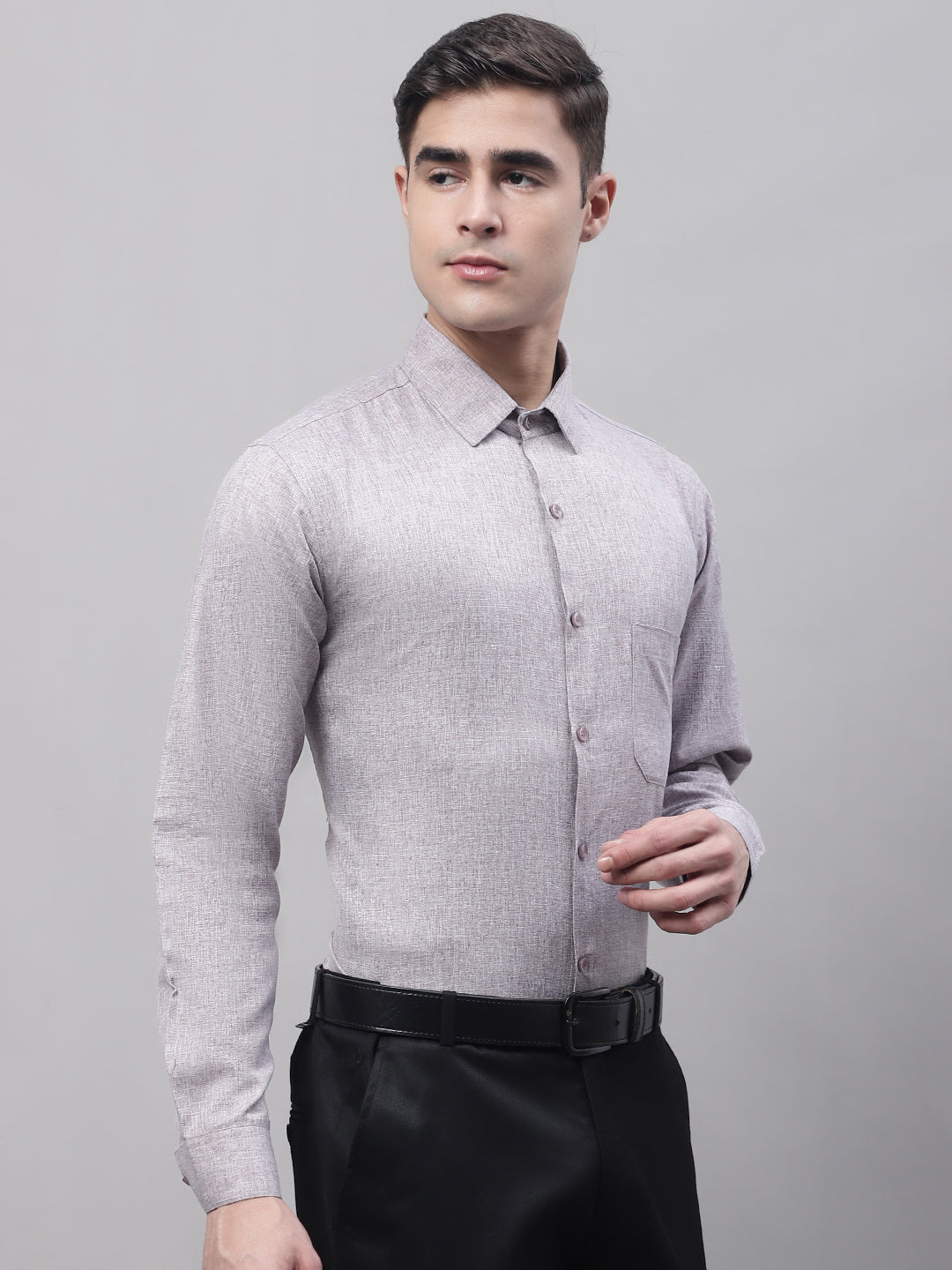 Jainish Men's Grey Cotton Solid Formal Shirt - Distacart