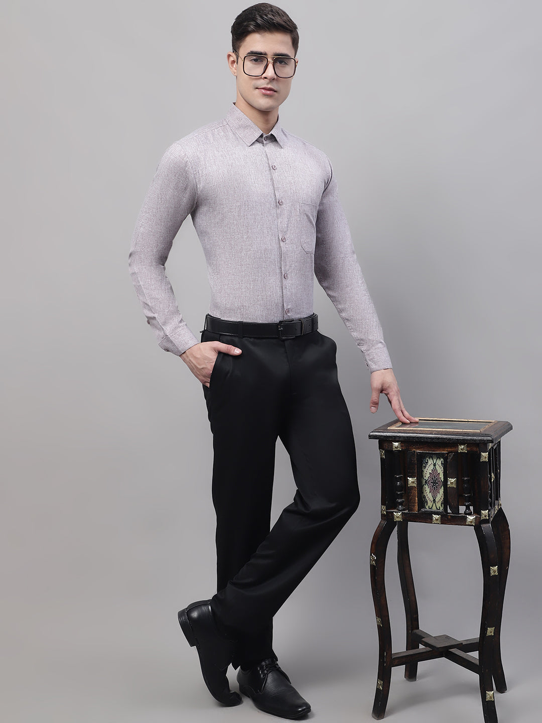 Jainish Men's Grey Cotton Solid Formal Shirt - Distacart