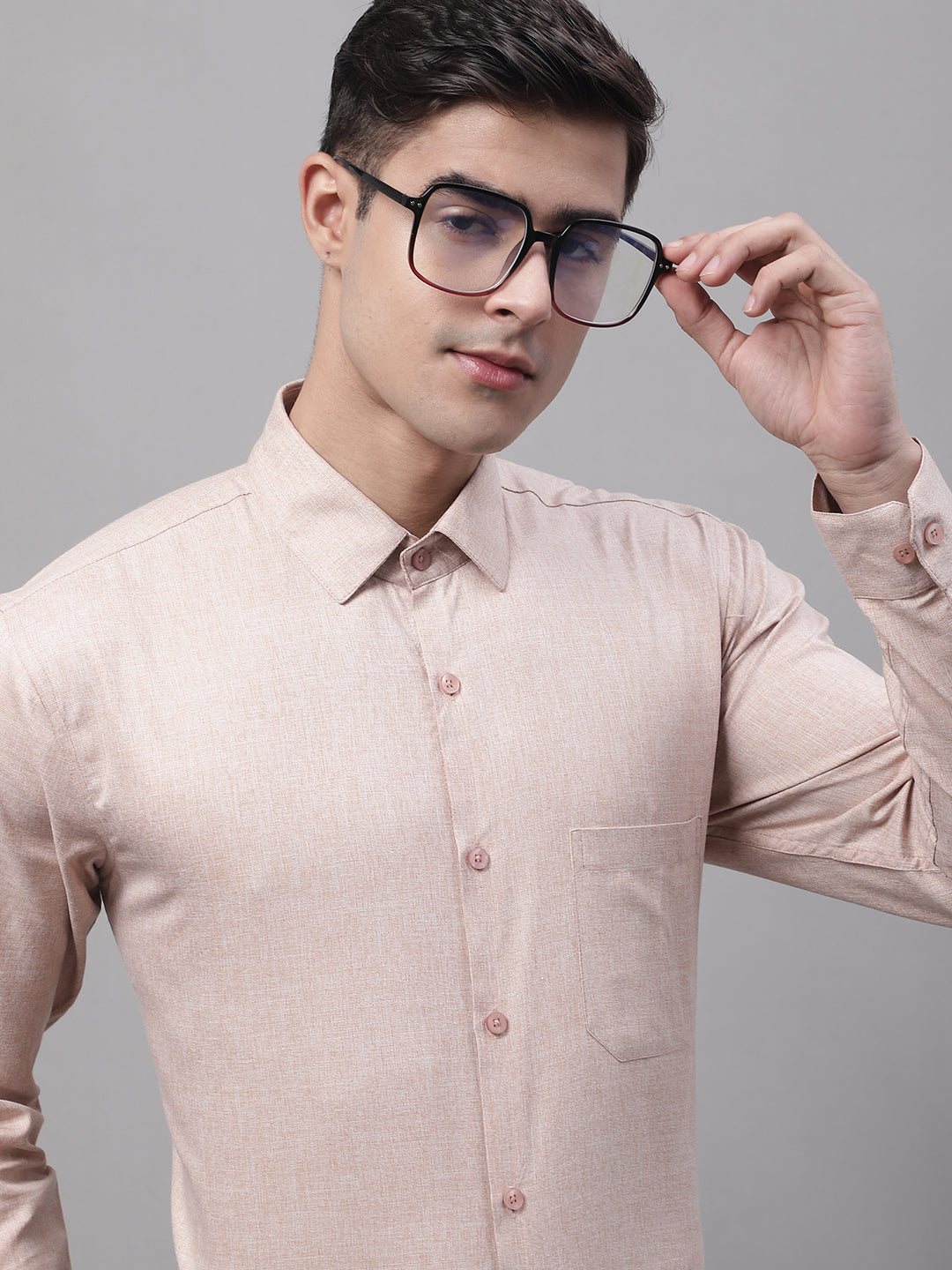 Jainish Men's Light-Brown Cotton Solid Formal Shirt - Distacart