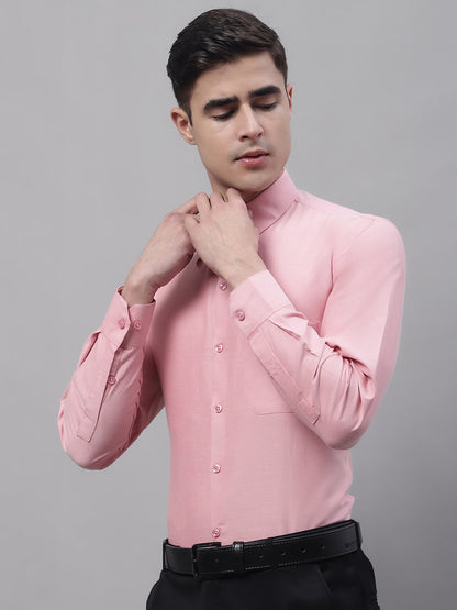 Jainish Men's Coral Cotton Solid Formal Shirt - Distacart
