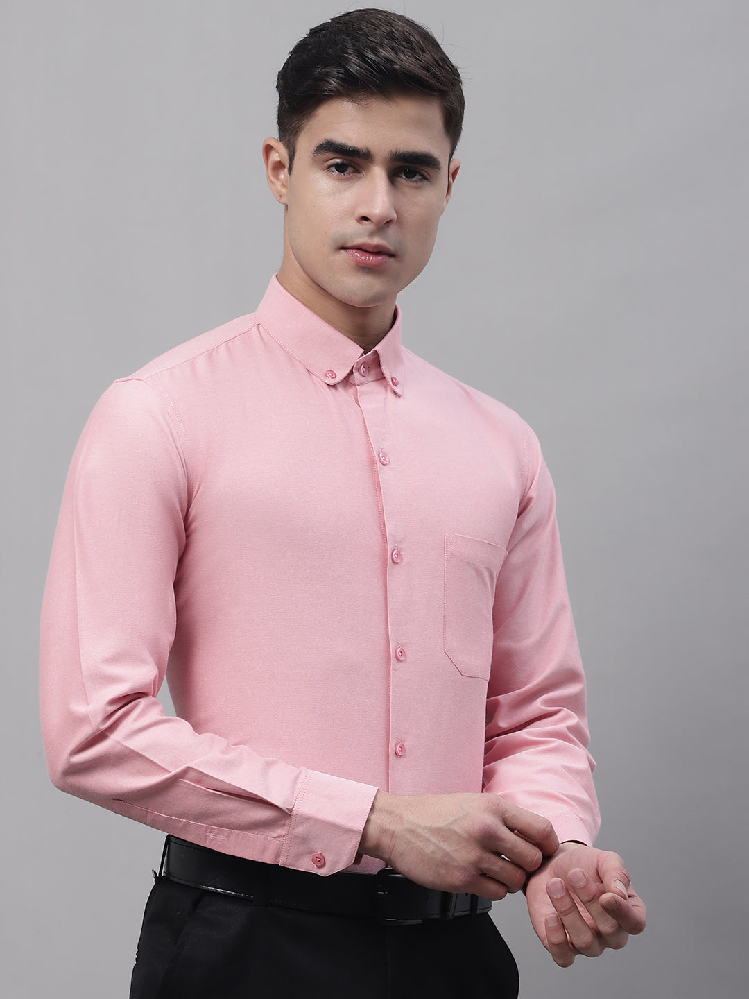Jainish Men's Coral Cotton Solid Formal Shirt - Distacart