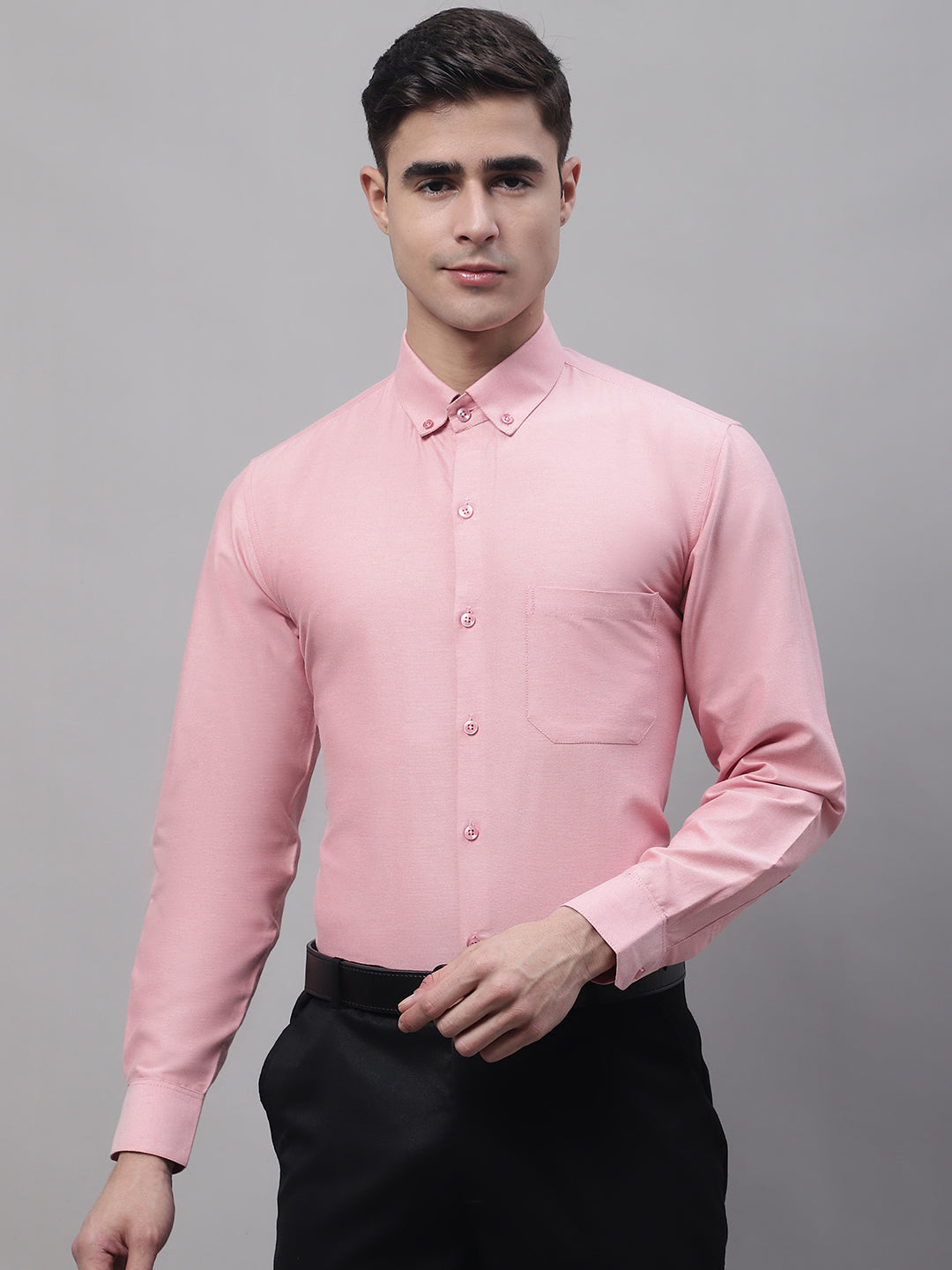 Jainish Men's Coral Cotton Solid Formal Shirt - Distacart