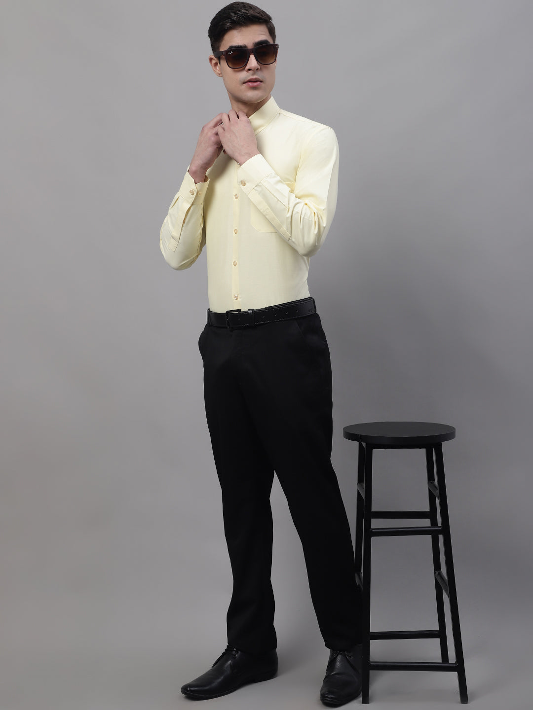 Jainish Men's Lemon Cotton Solid Formal Shirt - Distacart