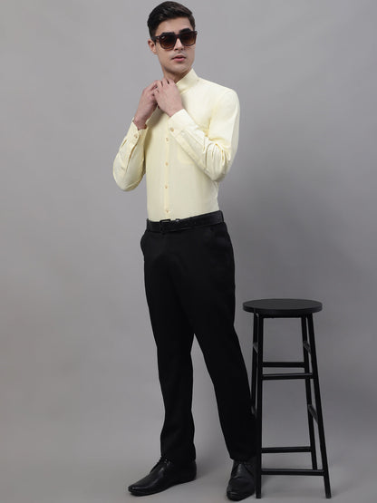 Jainish Men's Lemon Cotton Solid Formal Shirt - Distacart
