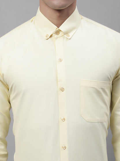 Jainish Men's Lemon Cotton Solid Formal Shirt - Distacart