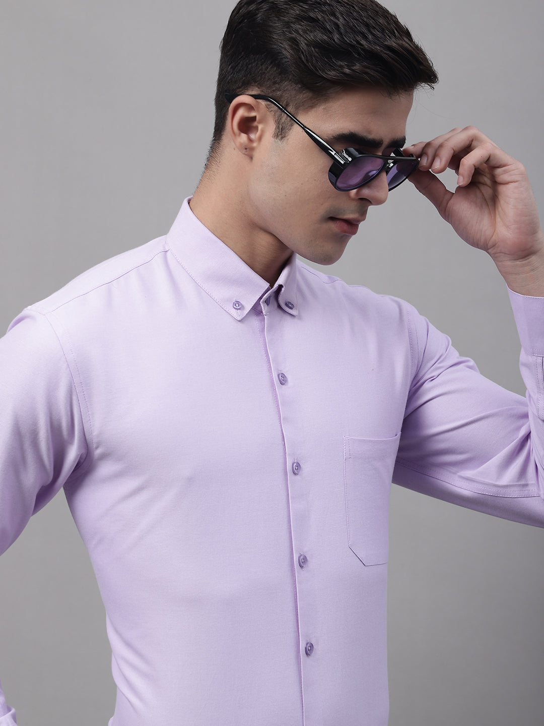 Jainish Men's Light Purple Cotton Solid Formal Shirt - Distacart