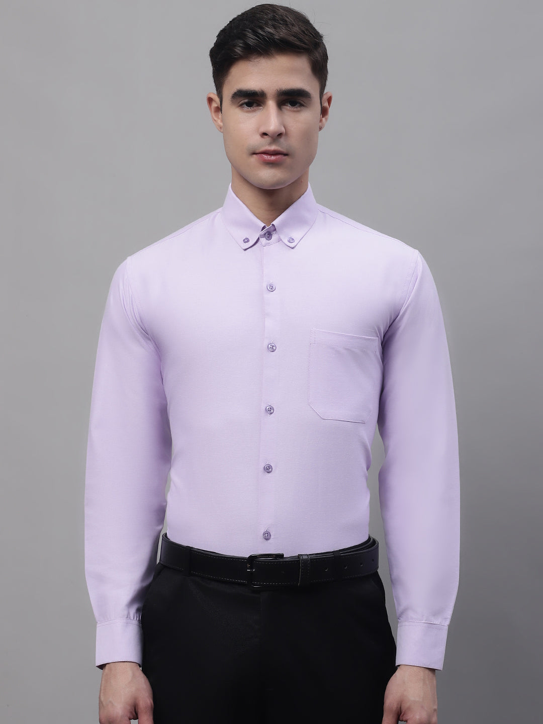Jainish Men's Light Purple Cotton Solid Formal Shirt - Distacart
