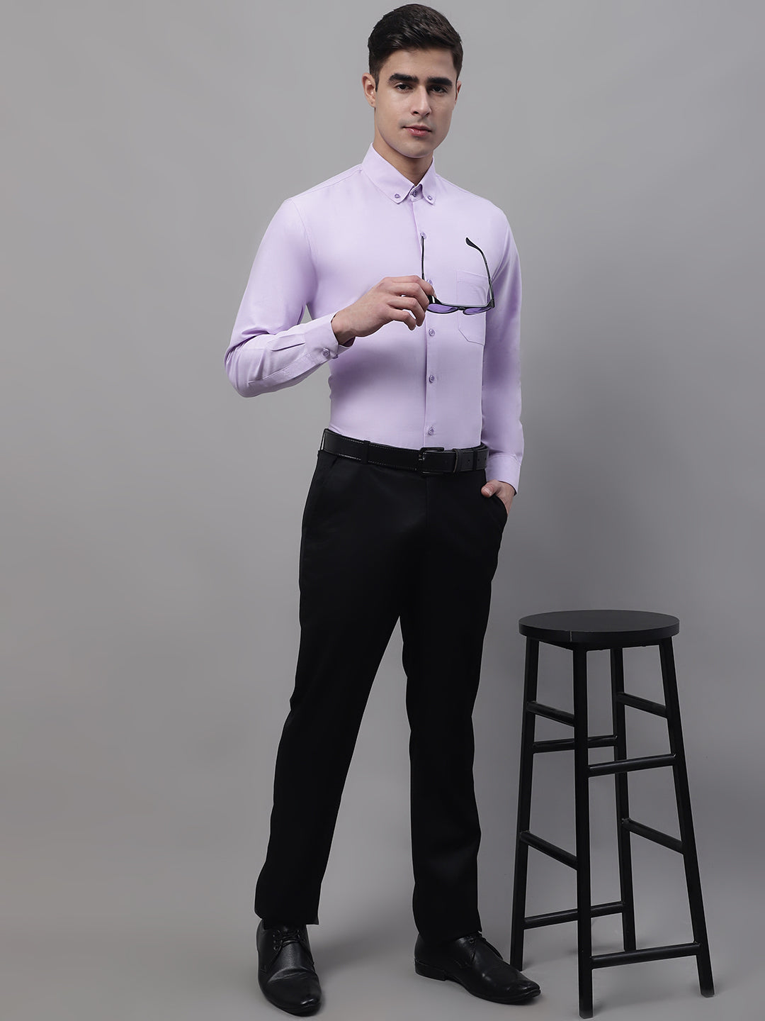 Jainish Men's Light Purple Cotton Solid Formal Shirt - Distacart