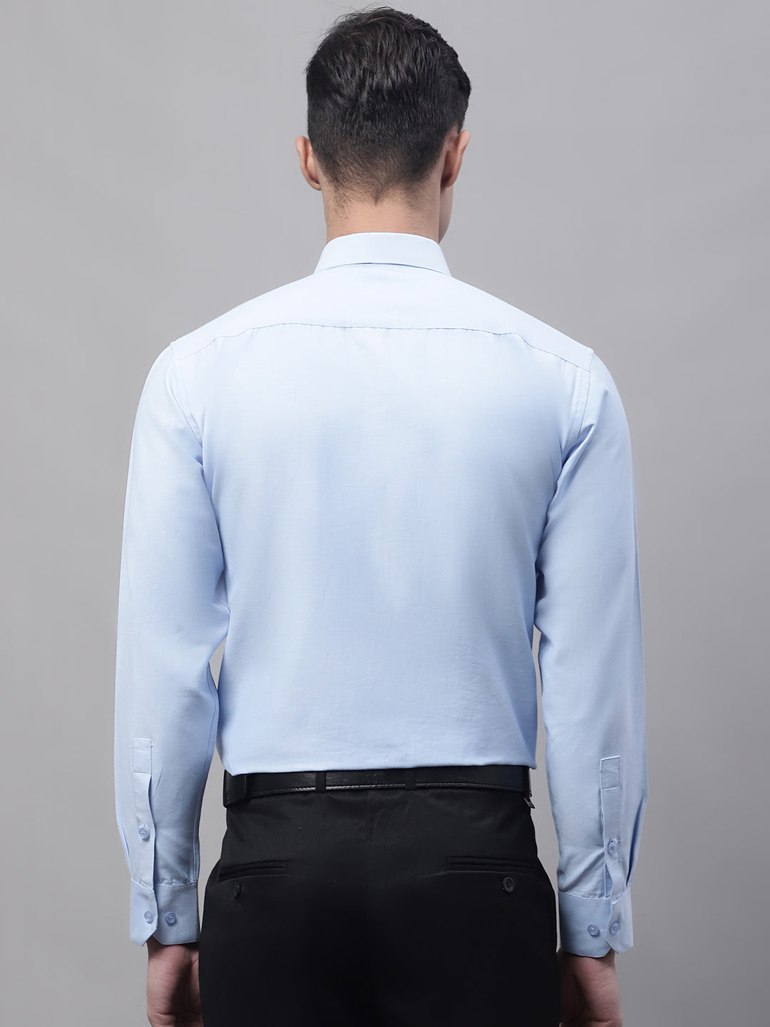 Jainish Men's Sky Blue Cotton Solid Formal Shirt - Distacart
