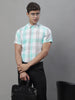 Jainish Men's Pure Cotton Checked Formal Shirts - Sky Blue - Distacart