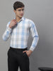 Jainish Men's Pure Cotton Checked Formal Shirts - Blue - Distacart