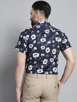 Thumbnail for Jainish Men's Floral Printed Formal Shirt - Navy Blue - Distacart