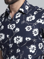 Thumbnail for Jainish Men's Floral Printed Formal Shirt - Navy Blue - Distacart