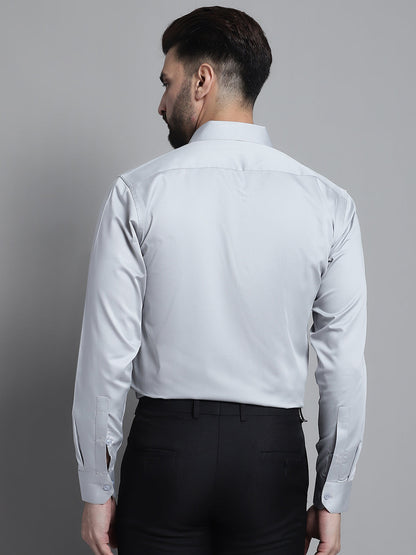 Jainish Men's Cotton Solid Formal Shirt - Light-Grey - Distacart