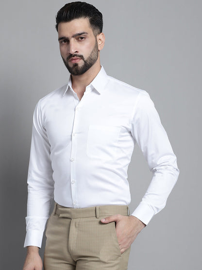 Jainish Men's Cotton Solid Formal Shirt - White - Distacart