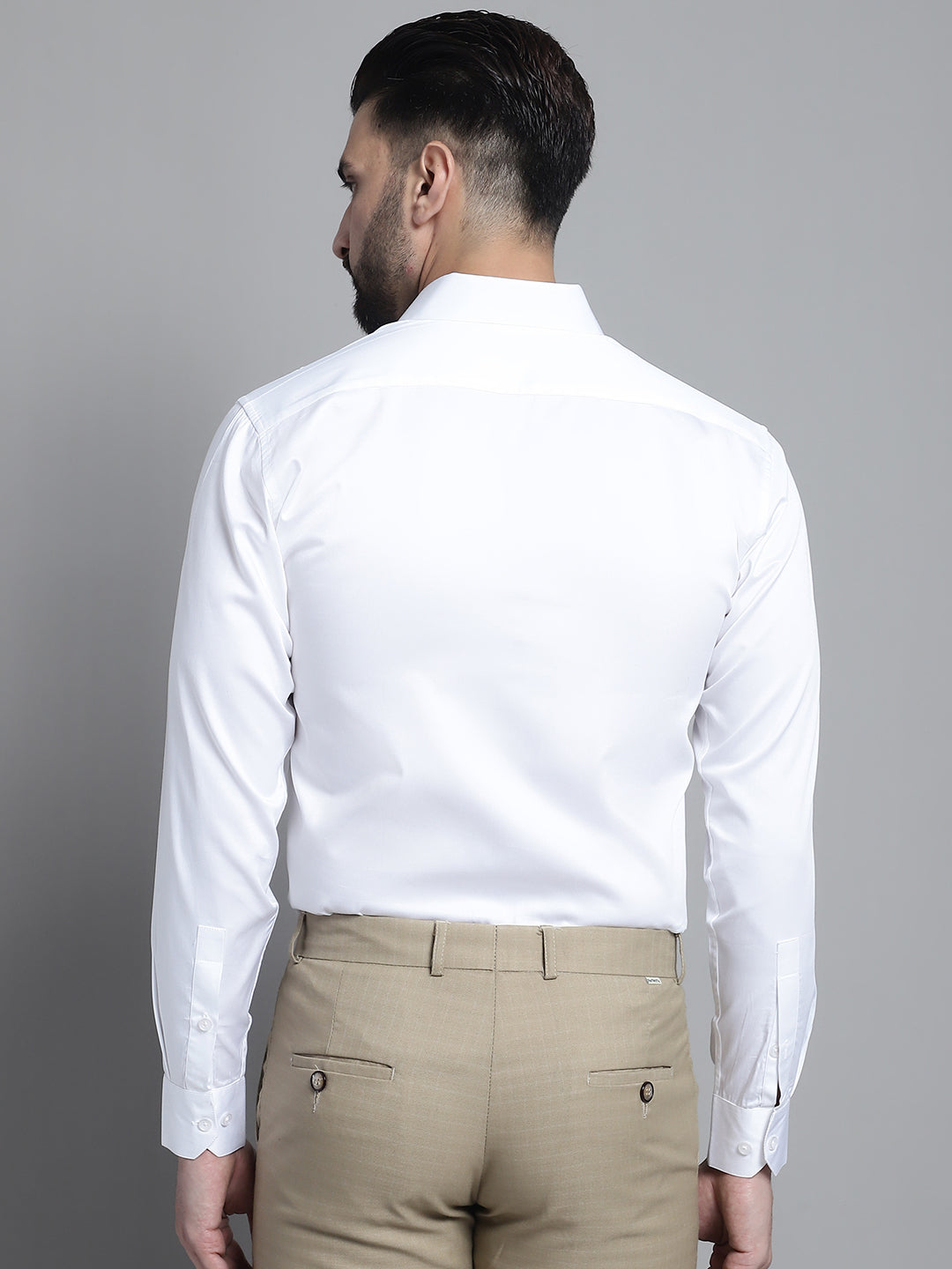 Jainish Men's Cotton Solid Formal Shirt - White - Distacart