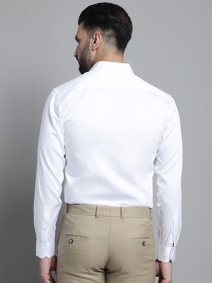 Jainish Men's Cotton Solid Formal Shirt - White - Distacart