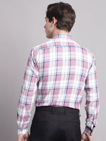 Thumbnail for Jainish Men's Pink Checked Ragular Fit Formal Shirt - Pink - Distacart