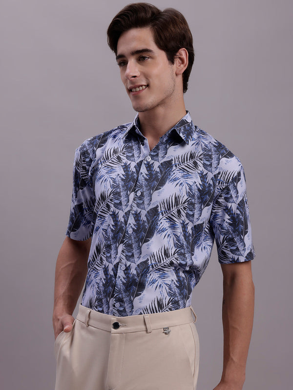 Jainish Men's Floral Printed Formal Shirt - Grey - Distacart