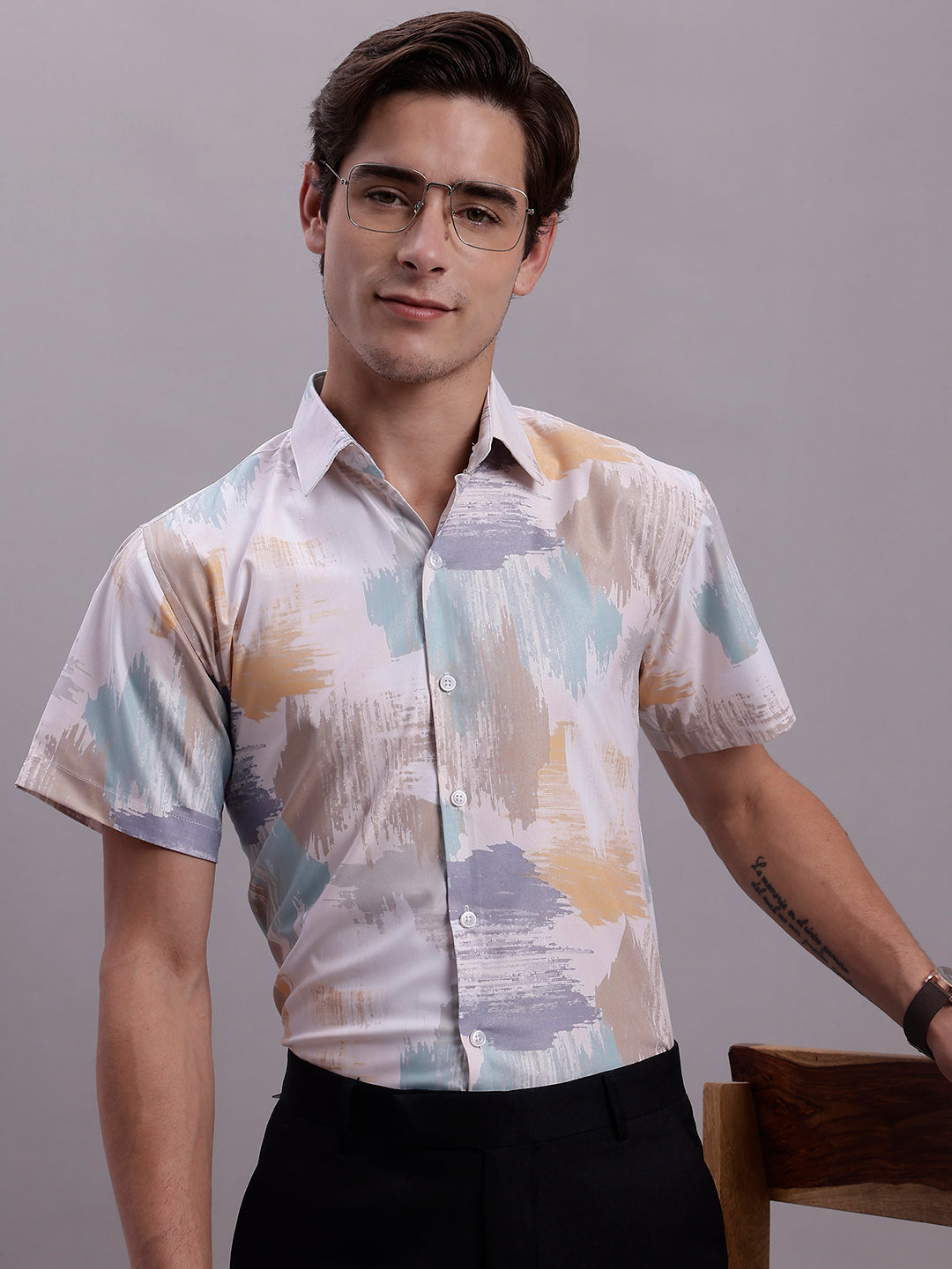 Jainish Men's Printed Formal Shirt - Multi - Distacart
