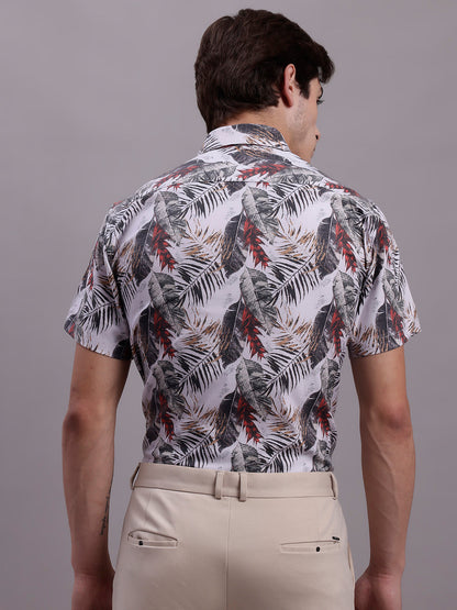 Jainish Men's Floral Printed Formal Shirt - Red - Distacart