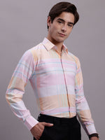 Thumbnail for Jainish Men's Cotton Blend Checked Formal Shirt - Pink - Distacart