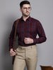 Jainish Men's Classic Checks Formal Shirt - Maroon - Distacart