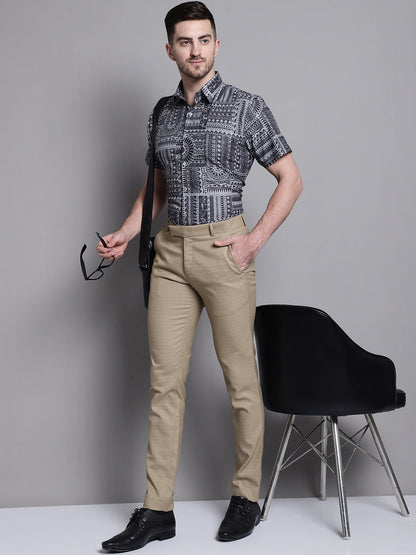 Jainish Men's Printed Formal Shirt - Grey - Distacart