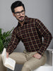 Indian Needle Men's Checked Formal Shirt - Brown - Distacart