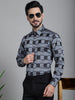 Indian Needle Men's Printed Formal Shirt - Grey - Distacart