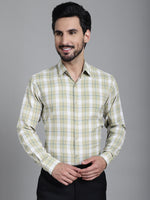 Thumbnail for Indian Needle Men's Checked Formal Shirt - Beige - Distacart