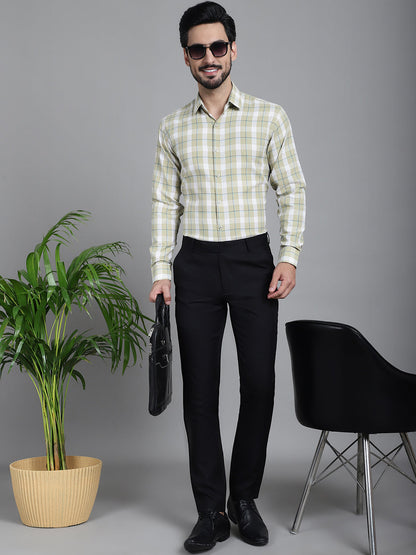 Indian Needle Men's Checked Formal Shirt - Beige - Distacart