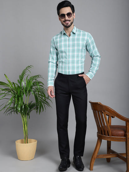 Indian Needle Men's Checked Formal Shirt - Green - Distacart