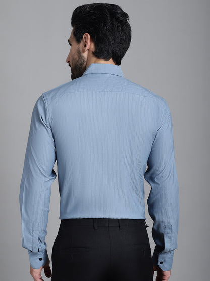 Indian Needle Men's Woven Design Formal Shirt - Grey - Distacart