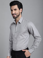Thumbnail for Indian Needle Men's Striped Formal Shirt - Grey - Distacart