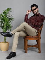 Thumbnail for Indian Needle Men's Striped Formal Shirt - Maroon - Distacart