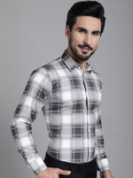 Thumbnail for Indian Needle Men's Checked Formal Shirt - Grey - Distacart