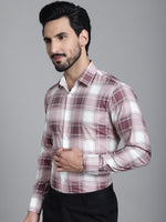 Thumbnail for Indian Needle Men's Checked Formal Shirt - Maroon - Distacart