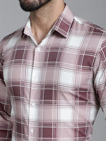 Thumbnail for Indian Needle Men's Checked Formal Shirt - Maroon - Distacart
