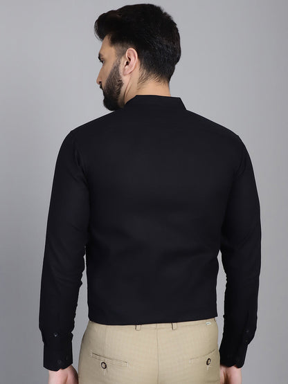 Indian Needle Men's Cotton Solid Formal Shirt - Black - Distacart