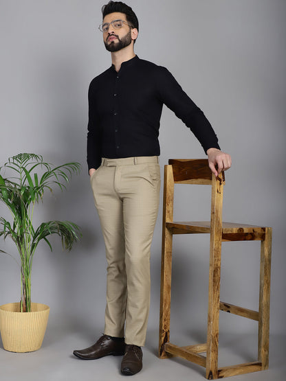 Indian Needle Men's Cotton Solid Formal Shirt - Black - Distacart
